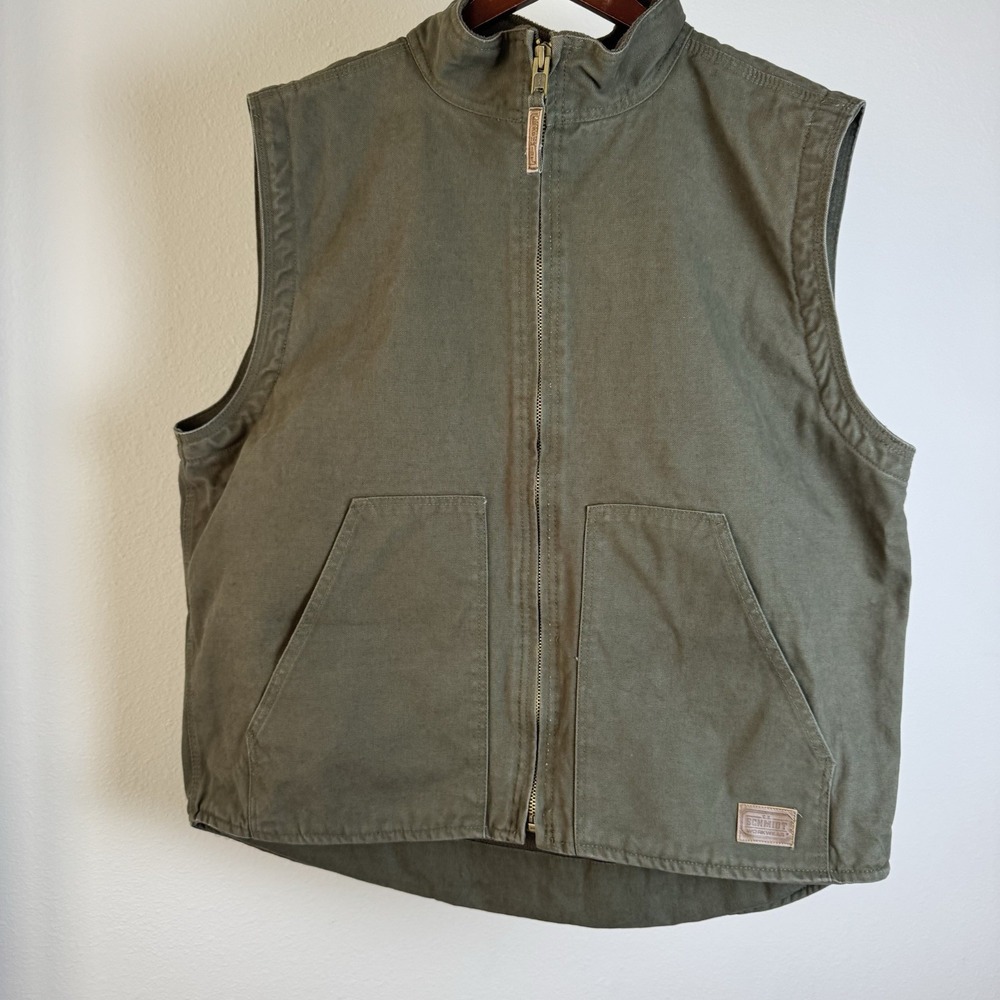 Vintage C E Schmidt Workwear Vest Mens Green Canvas Lined Utility‎